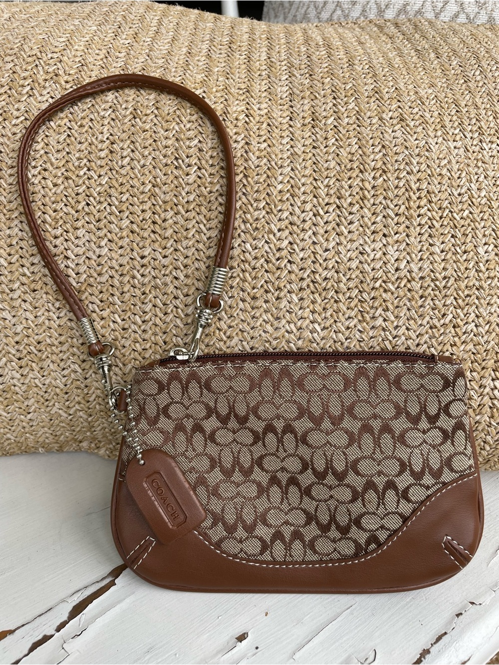 VINTAGE Coach Signature Jacquard Wristlet Clutch Wallet Y2K